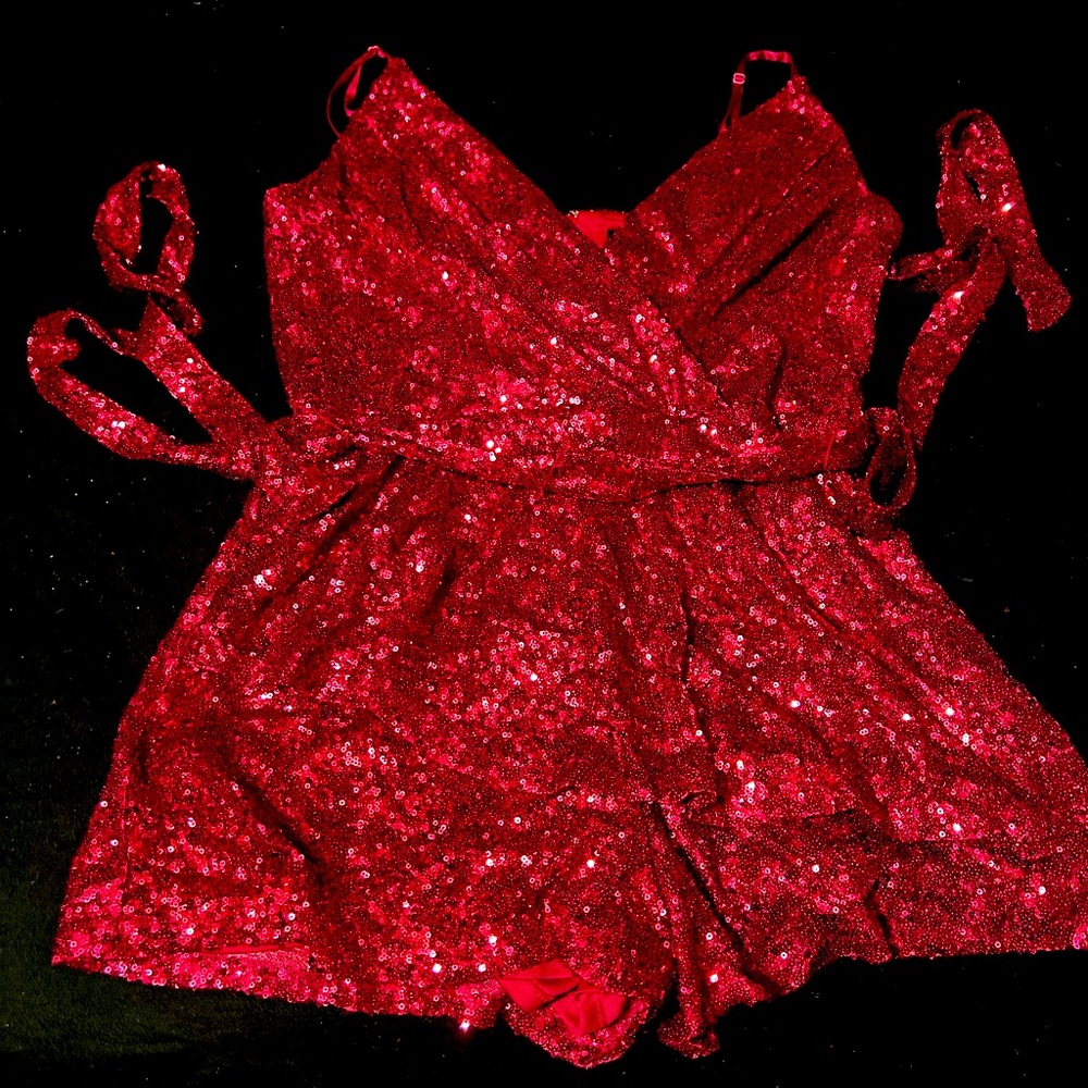Red sequin romper